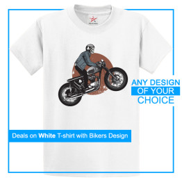 Personalised White Tee With Your Own Biker Design Print On Front